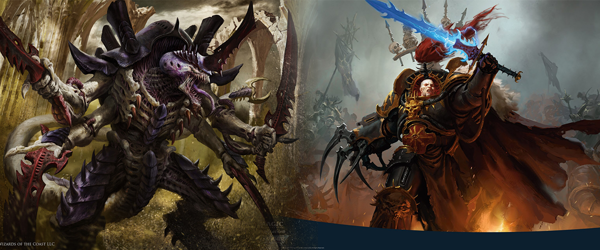 warhammer wh40k ruinous powers chaos demons tyranids mtg edh commander precons universes beyond